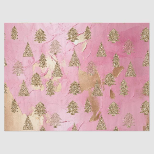 Papier Mousseline Pink Gold Streaks Parties scintillant Glam Arbres  (Recto)