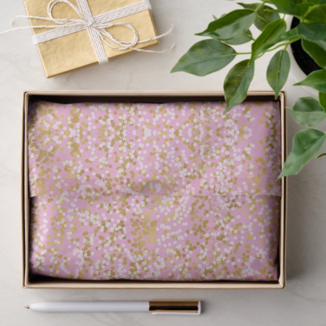 Papier Mousseline Pink Gold White Confetti Birthday (Cadeau)