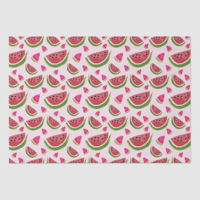 Papier Mousseline Pink Green Watermelon Party (Recto)