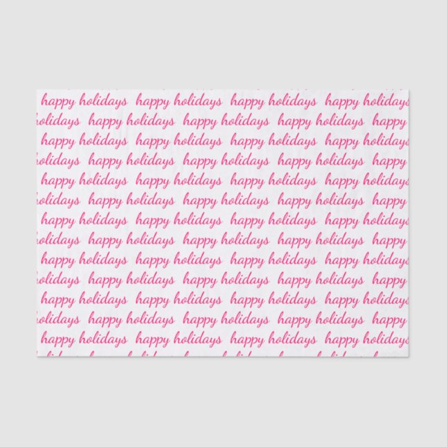 Papier Mousseline Pink Happy Holidays Typographie de script (Recto)