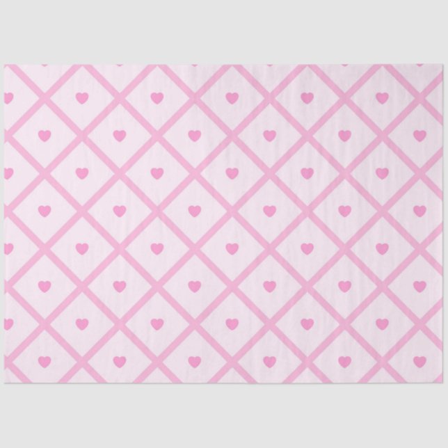 Papier Mousseline Pink Heart Moderne Plaid Collection (Recto)