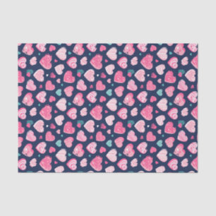 Papier Mousseline Pink Heart Romance Amour Motif Saint Valentin