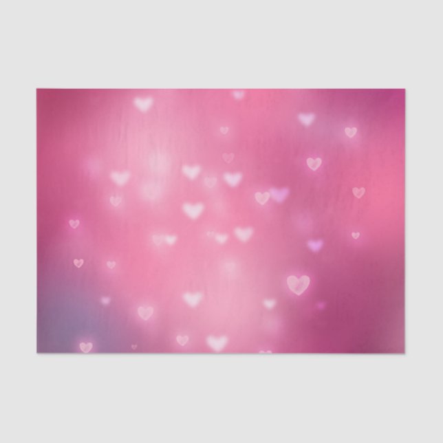 Papier Mousseline Pink Hearts Bokeh Anniversaire (Recto)