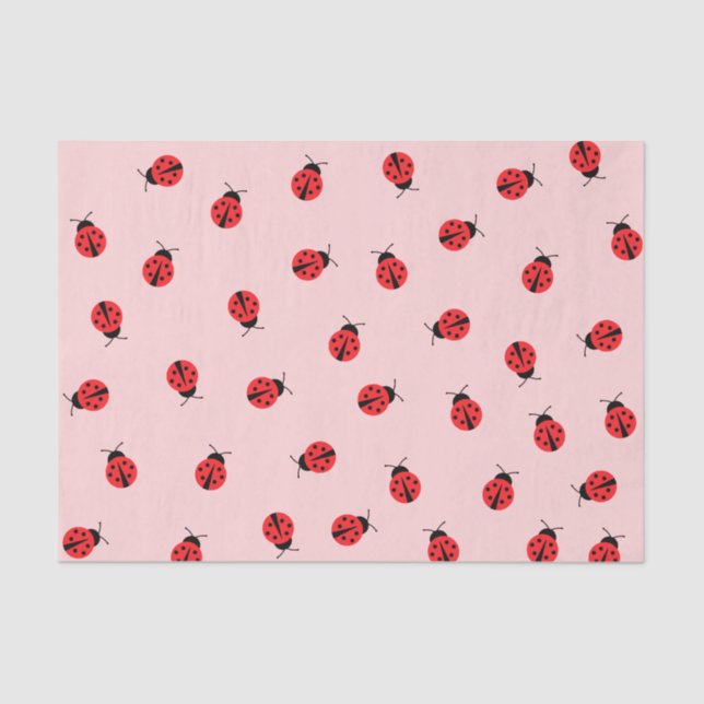 Papier Mousseline Pink Ladybug Tissue Paper (Recto)