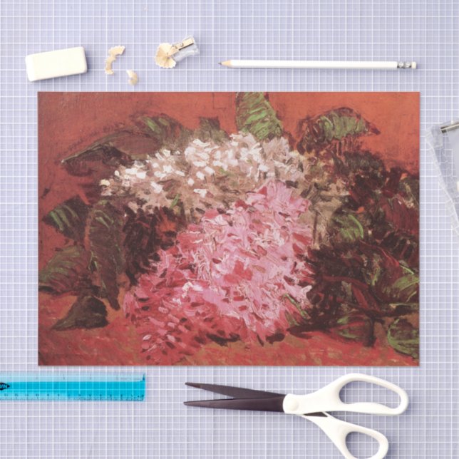 Papier Mousseline Pink Lilacs by Vincent van Gogh, Still Life Flower (Artisanat)