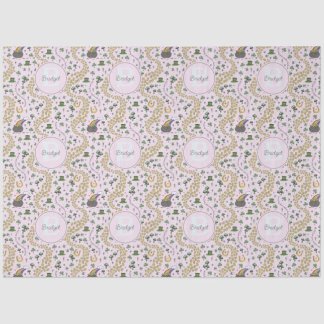 Papier Mousseline Pink mignonne n'Curvy Shamrock Nom de la fille St  (Recto)
