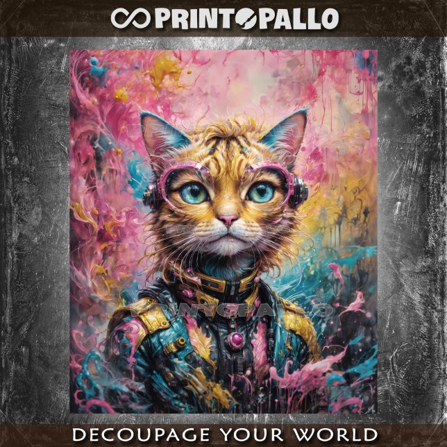 Papier Mousseline Pink néon cypunk stray ville chat (Créateur téléchargé)