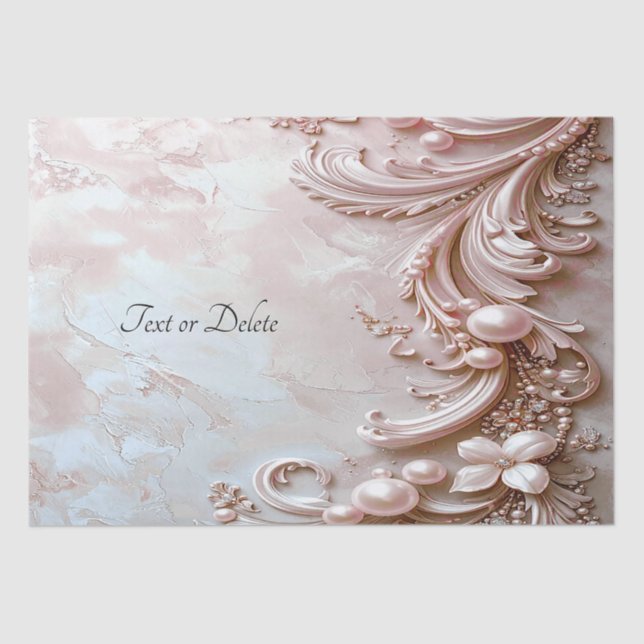 Papier Mousseline Pink Ornate Pearl and Floral Tissue Paper (Recto)