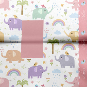 Papier Mousseline Pink Pastel Elephant Motif pour Little Girl Party