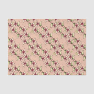 Papier Mousseline Pink Poinsettia Diagonal Stripe Noël