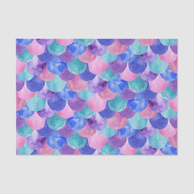 Papier Mousseline Pink Purple Blue Aquarelle Turquoise Étales de sir (Recto)