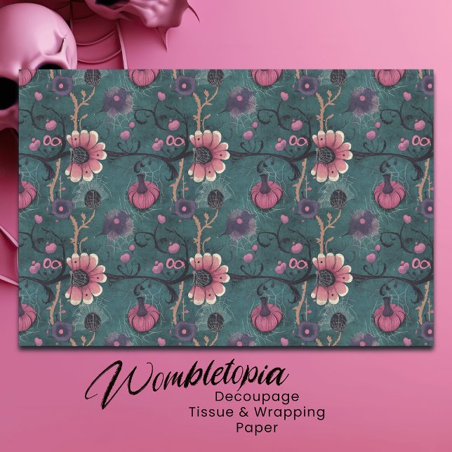 Papier Mousseline Pink & Purple Fun Halloween Citrouille & Fleurs (Créateur téléchargé)