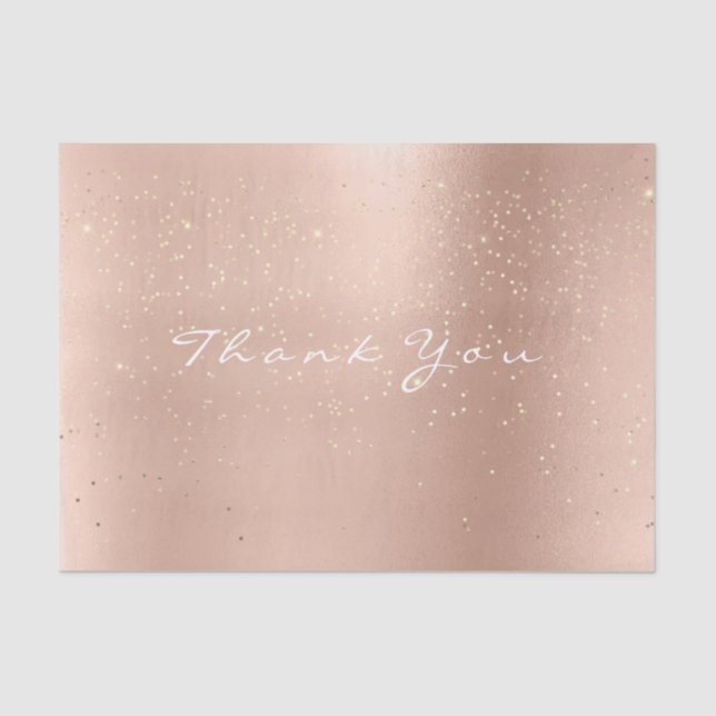 Papier Mousseline Pink Rose Gold Confetti Blush Merci Nom (Recto)