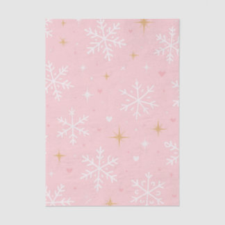 Papier Mousseline Pink Snowflake & Gold Sparkle Christmas 