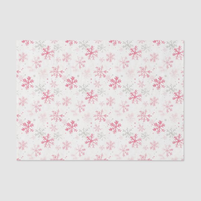Papier Mousseline Pink Snowflakes Vintage Noël (Recto)