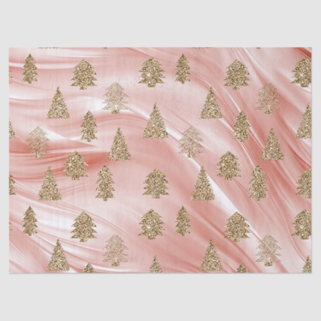 Papier Mousseline Pink Streak Gold Parties scintillant Glam Arbres d (Recto)