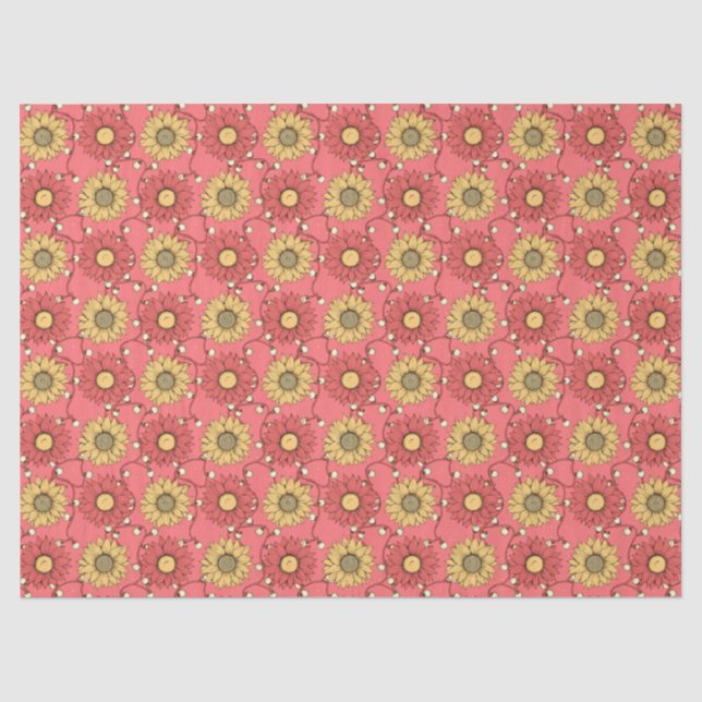 Papier Mousseline Pink Sunflowers Christmas (Recto)