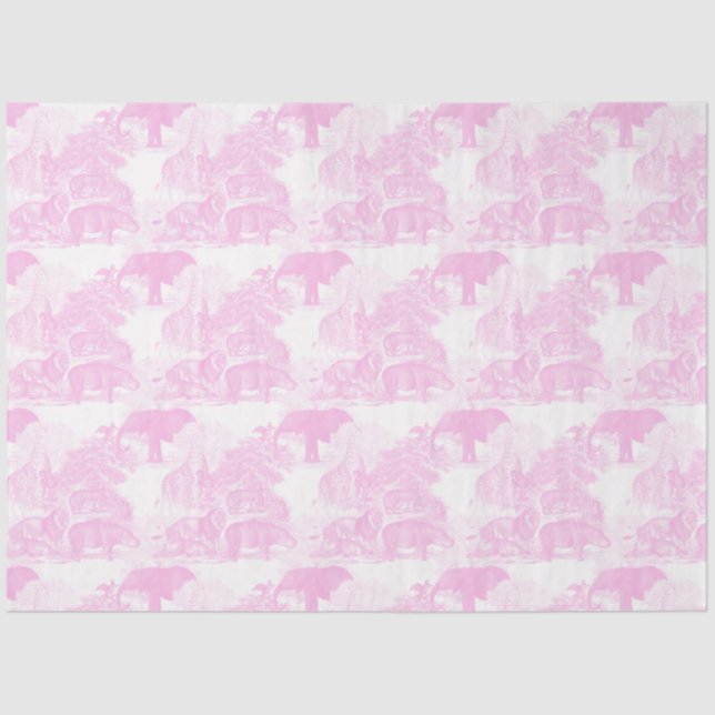 Papier Mousseline Pink Toile Jungle Animaux Safari Chinoiserie (Recto)
