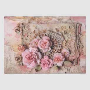 Papier Mousseline Pink Vintage Floral Grunge Decoupage