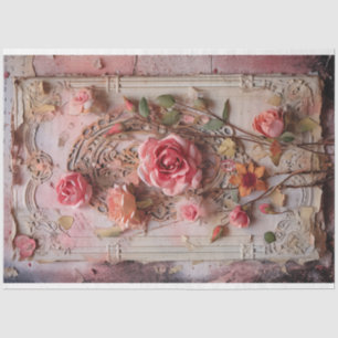 Papier Mousseline Pink Vintage Floral Grunge Decoupage
