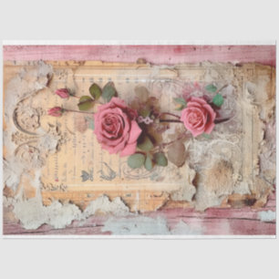 Papier Mousseline Pink Vintage Floral Grunge Decoupage