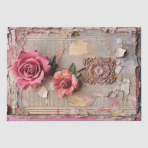 Papier Mousseline Pink Vintage Floral Grunge Decoupage