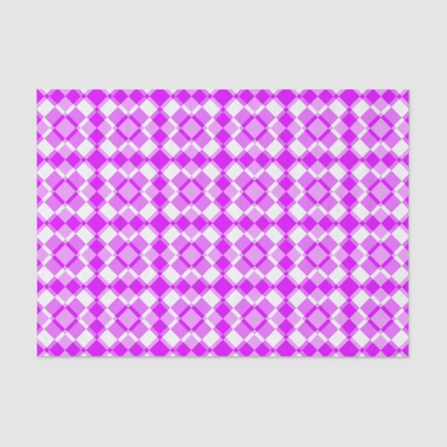 Papier Mousseline Pink White Checker Argyle Pattern (Recto)