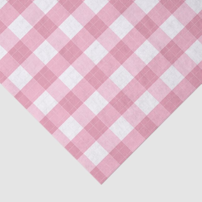 Papier Mousseline Pink & White Classic Gingham Pattern (Détail)