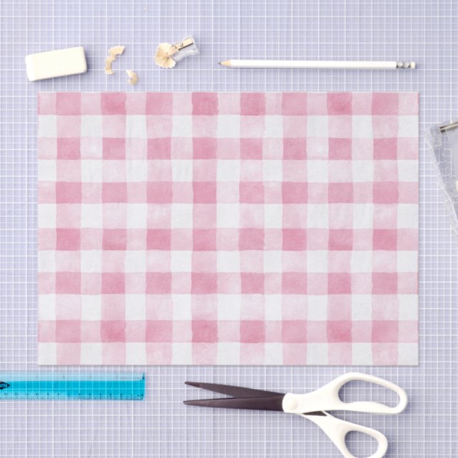 Papier Mousseline Pink White Plaid Stripes Birthday (Artisanat)