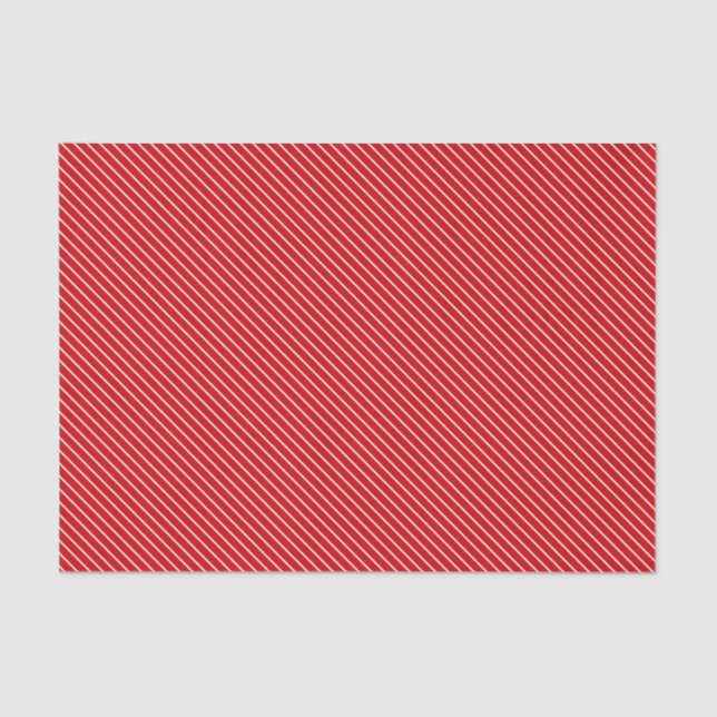Papier Mousseline Pinstripes diagonales - rouge profond et blanc (Recto)