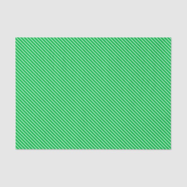 Papier Mousseline Pinstripes diagonales - vert émeraude et blanc (Recto)