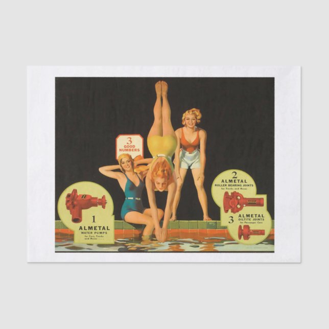 Papier Mousseline Pinup 1940 les années 50 maillot de bain filles  (Recto)