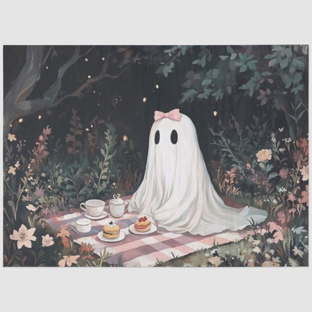 Papier Mousseline Pique-nique Ghost Tea Party Découpage (Recto)