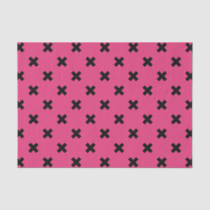 Papier Mousseline Piqûres de croix noire sur fuchsia