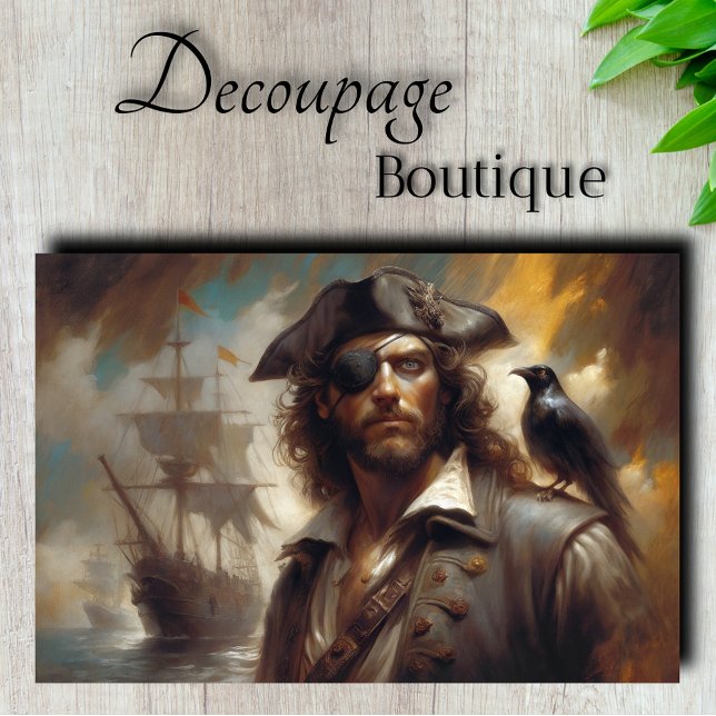 Papier Mousseline Pirate capitaine Raven Découpage (Pirate Captain Raven Decoupage Tissue Paper)
