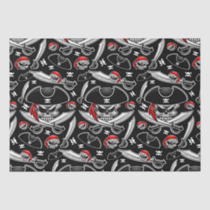 Papier Mousseline Pirate Skull avec Sabres croisés