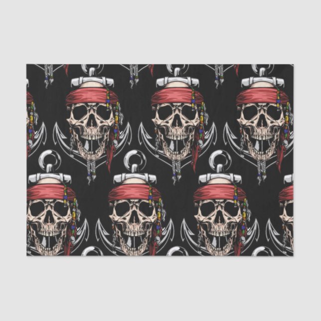 Papier Mousseline Pirate Skuls Nautiques (Recto)