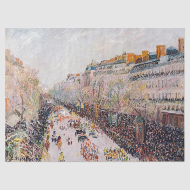 Papier Mousseline Pissarro - Montmartre, Mardi Gras sur le boulevard (Recto)