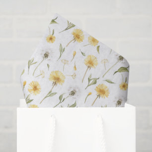 Papier Mousseline Pissenlits Fleurs Jaunes Blanches Anniversaire