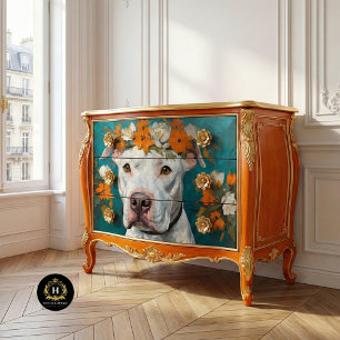 Papier Mousseline Pit Bull Blanc Decoupage