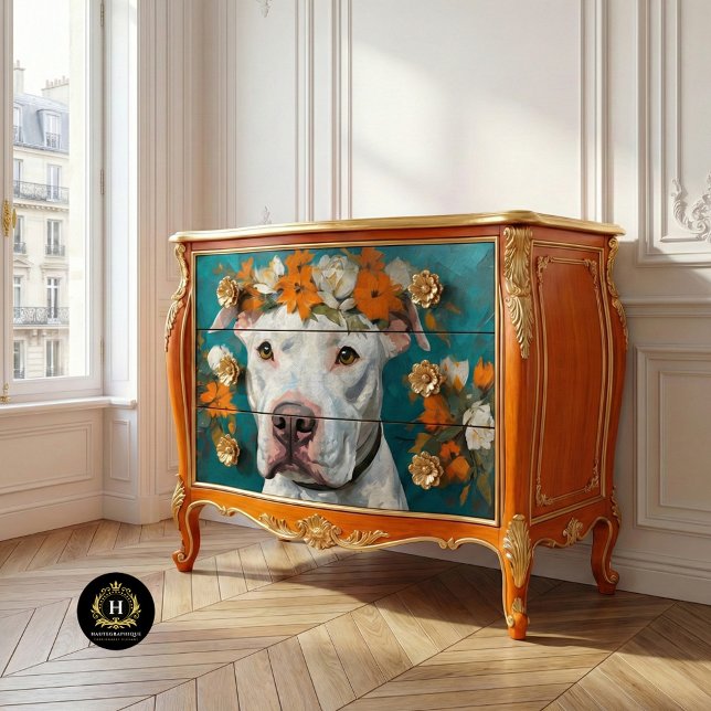 Papier Mousseline Pit Bull Blanc Decoupage (Créateur téléchargé)