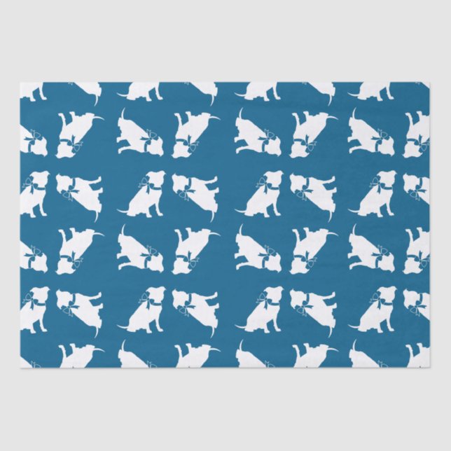 Papier Mousseline Pit Bull Chien Baby shower Blue Boy Pitbull (Recto)