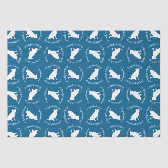 Papier Mousseline Pit Bull Chien Baby shower Blue Boy Pitbull (Recto)