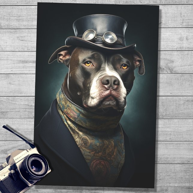 Papier Mousseline Pit Bull en costume et Casquette 2 découpage papie (Créateur téléchargé)