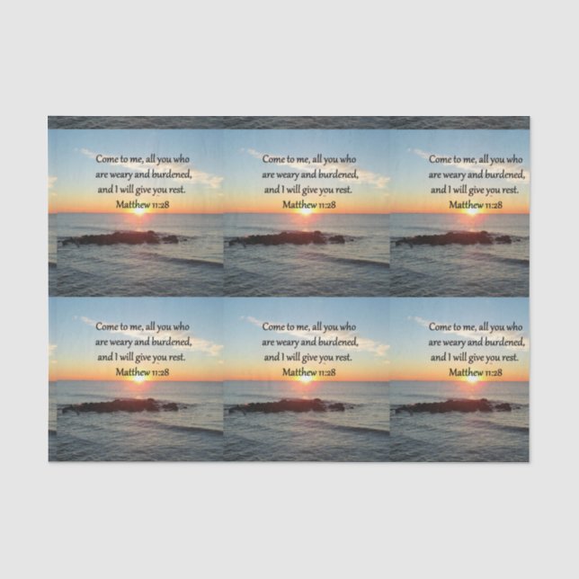 PAPIER MOUSSELINE PITTORESQUE MATTHEW 11"28 SCRIPTURE VERSE (Recto)