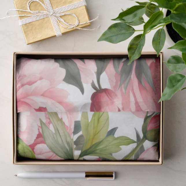 Papier Mousseline Pivoine rose  (Cadeau)