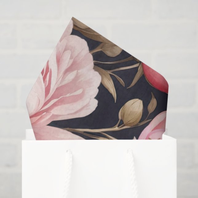 Papier Mousseline Pivoine rose  (Sac cadeau)