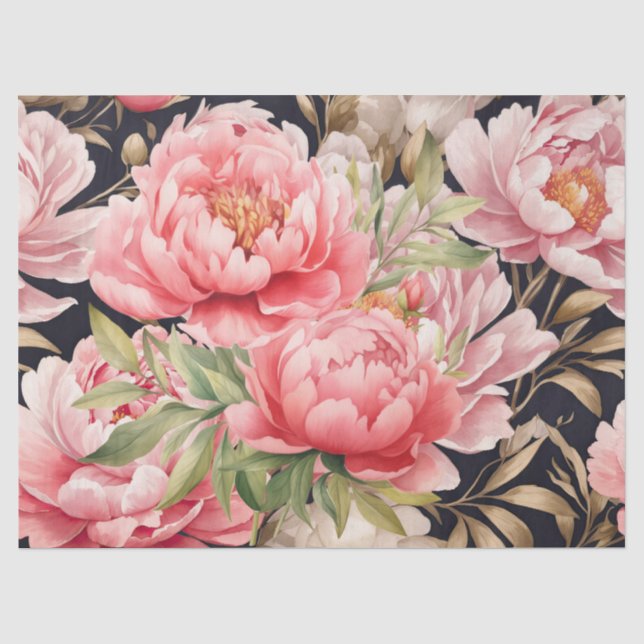 Papier Mousseline Pivoine rose  (Recto)