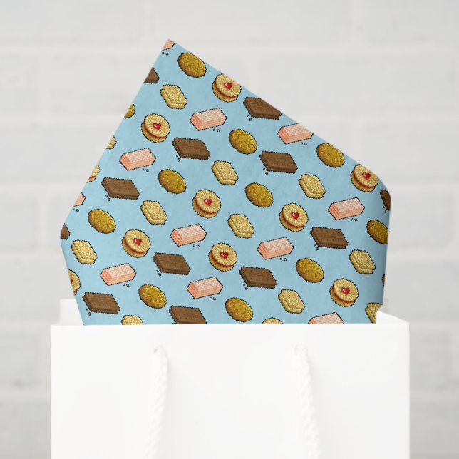 Papier Mousseline Pixel Art savoureux Cookie Biscuit Motif (Sac cadeau)