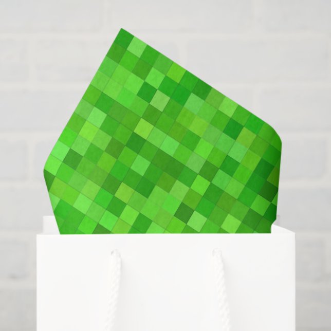 Papier Mousseline Pixels de jeu vert | Anniversaire (Sac cadeau)